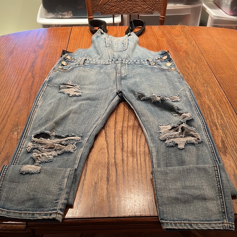 One Teaspoon Denim Distressed Style W/ Black Adjustable Faux Leather Trim 30 - Picture 8 of 13